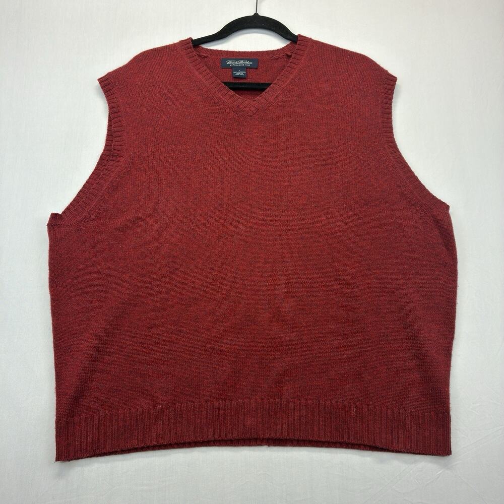 Brooks Brothers Sweater Vest Men’s Large Red Vintage Lambswool V Neck Hong Kong
